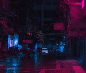 Preview wallpaper street, city, night, neon, light