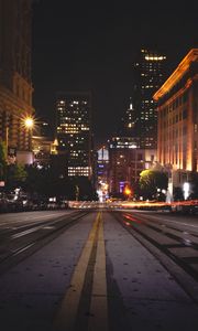 Preview wallpaper street, city, night, road, buildings, lights