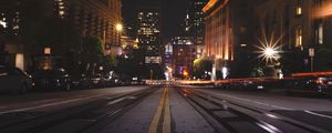Preview wallpaper street, city, night, road, buildings, lights