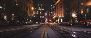 Preview wallpaper street, city, night, road, buildings, lights