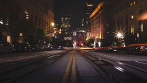 Preview wallpaper street, city, night, road, buildings, lights