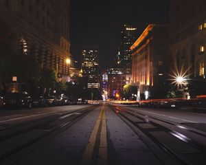 Preview wallpaper street, city, night, road, buildings, lights