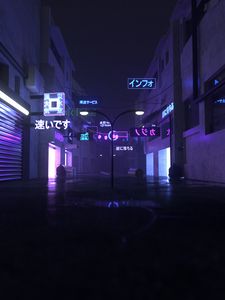 Preview wallpaper street, dark, neon, city, art