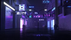 Preview wallpaper street, dark, neon, city, art