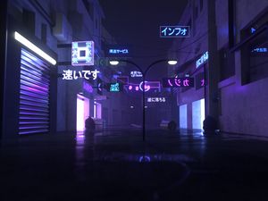 Preview wallpaper street, dark, neon, city, art