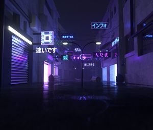 Preview wallpaper street, dark, neon, city, art