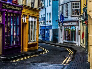 Preview wallpaper street, lane, architecture, colorful, turn