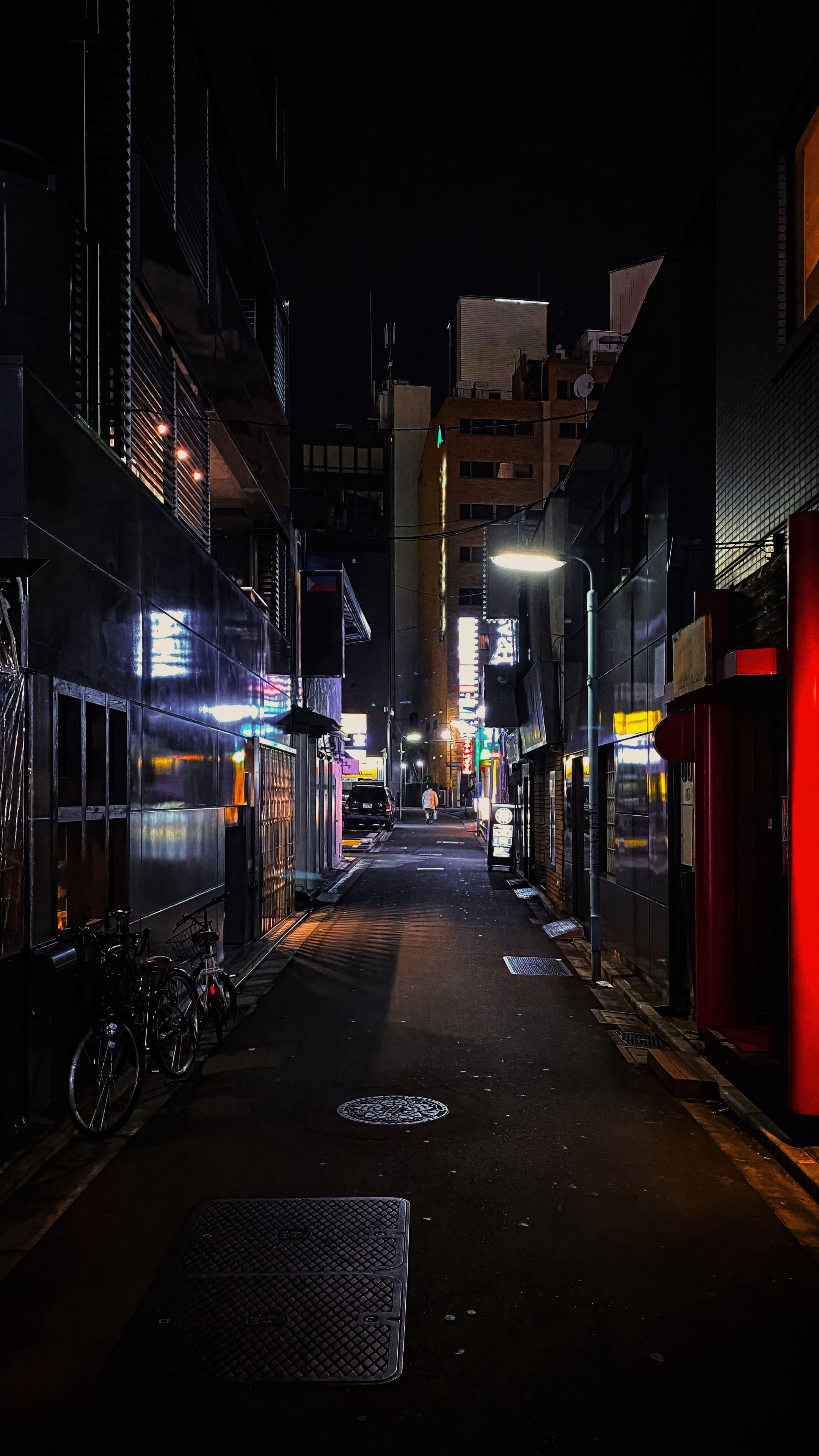 Download wallpaper 2160x3840 street, lane, night, city, dark samsung ...