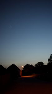 Preview wallpaper street, lantern, houses, evening, dark