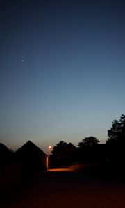 Preview wallpaper street, lantern, houses, evening, dark