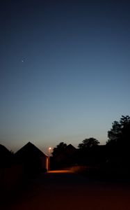 Preview wallpaper street, lantern, houses, evening, dark