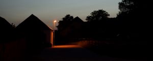 Preview wallpaper street, lantern, houses, evening, dark