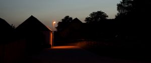 Preview wallpaper street, lantern, houses, evening, dark