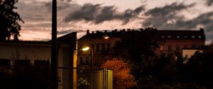 Preview wallpaper street, lantern, night, road, buildings