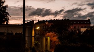 Preview wallpaper street, lantern, night, road, buildings