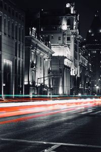 Preview wallpaper street, light, long exposure, night, asphalt, backlight