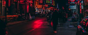 Preview wallpaper street, lighting, lights, signs, city, china