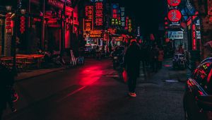 Preview wallpaper street, lighting, lights, signs, city, china