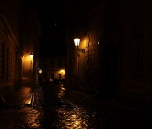 Preview wallpaper street, lights, buildings, night, dark