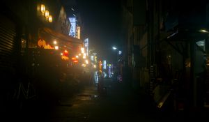 Preview wallpaper street, lights, lanterns, сhinese lanterns, night