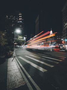 Preview wallpaper street, lights, long exposure, city, night