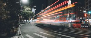 Preview wallpaper street, lights, long exposure, city, night