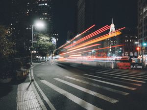 Preview wallpaper street, lights, long exposure, city, night