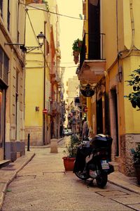 Preview wallpaper street, motorcycle, pavement, buildings, architecture