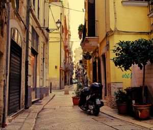 Preview wallpaper street, motorcycle, pavement, buildings, architecture