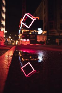 Preview wallpaper street, neon, puddle, reflection, night