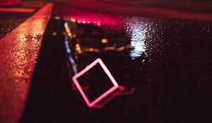 Preview wallpaper street, neon, puddle, reflection, night