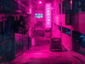 Preview wallpaper street, neon, rain, light, night