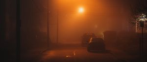 Preview wallpaper street, night, fog, light, mist