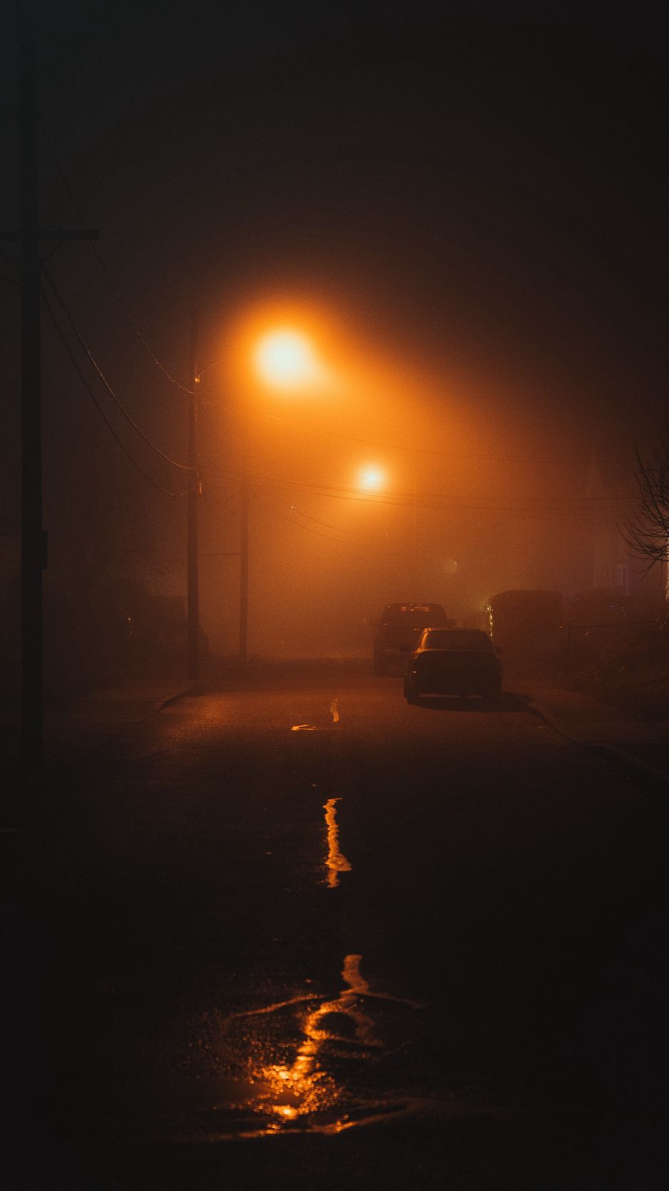 Download wallpaper 938x1668 street, night, fog, light, mist iphone 8/7 ...