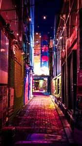 Preview wallpaper street, night, light, neon, lights