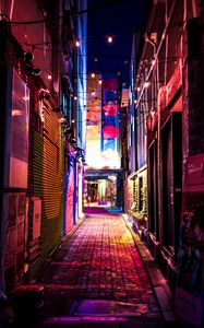 Preview wallpaper street, night, light, neon, lights