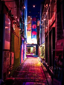 Preview wallpaper street, night, light, neon, lights