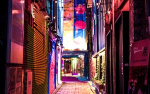 Preview wallpaper street, night, light, neon, lights