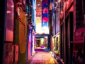 Preview wallpaper street, night, light, neon, lights