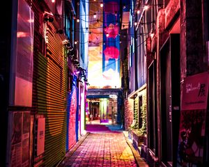 Preview wallpaper street, night, light, neon, lights