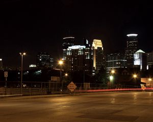 Preview wallpaper street, night, lights, buildings