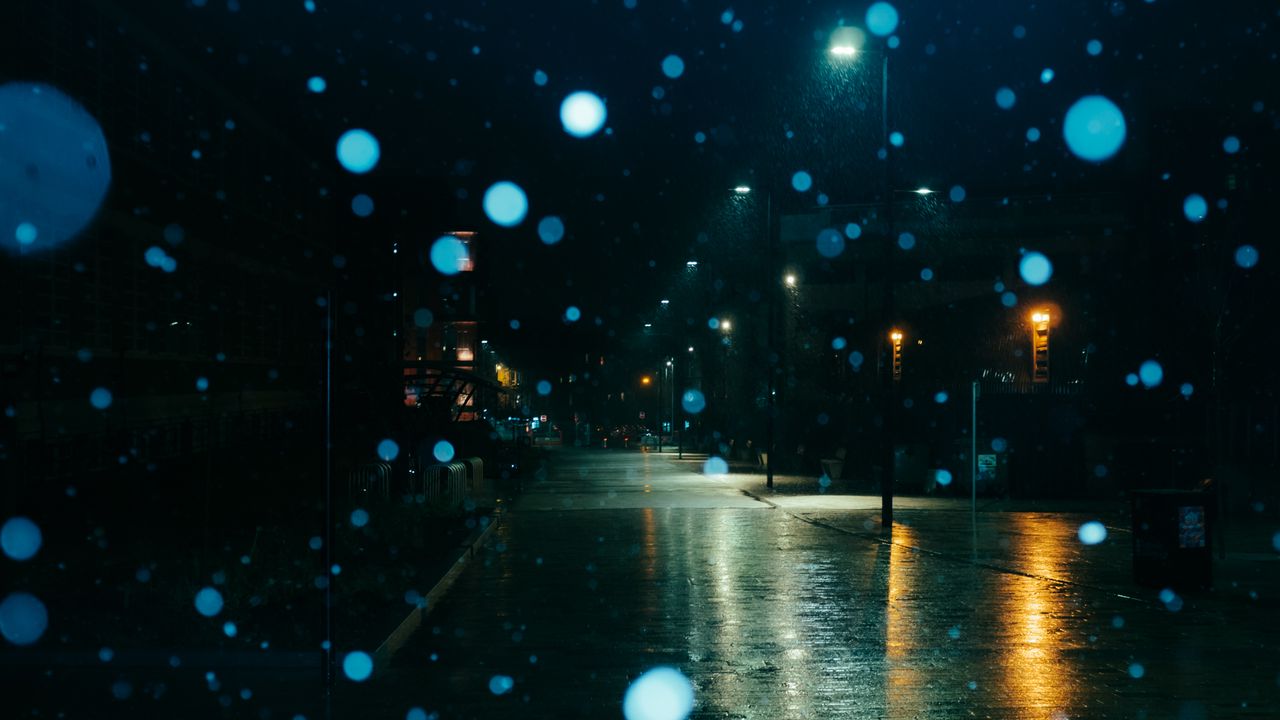Wallpaper street, night, rain, darkness, blur