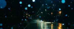 Preview wallpaper street, night, rain, darkness, blur