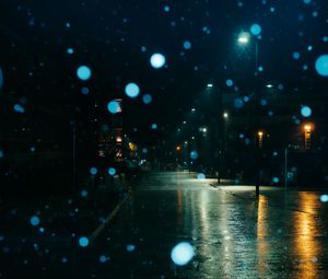 Preview wallpaper street, night, rain, darkness, blur