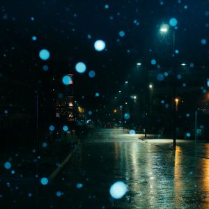 Preview wallpaper street, night, rain, darkness, blur