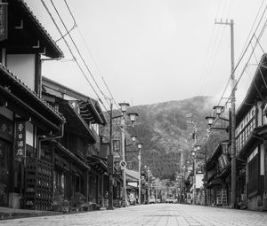 Preview wallpaper street, pagodas, lanterns. bw, japan