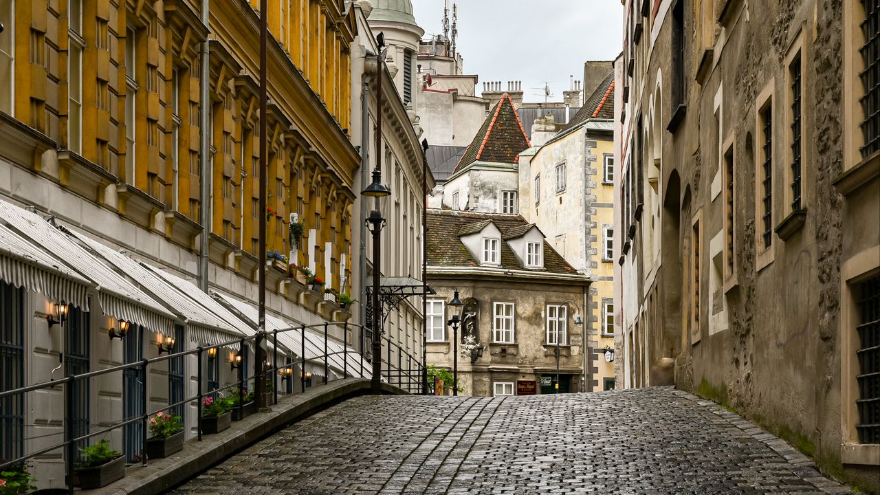 Wallpaper street, paving stones, buildings, architecture, vienna, austria