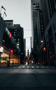 Preview wallpaper street, pedestrian crossing, city, buildings, metropolis