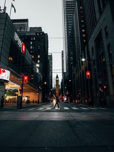 Preview wallpaper street, pedestrian crossing, city, buildings, metropolis