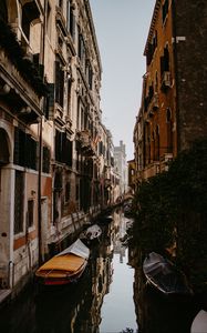 Preview wallpaper street, river, facades, boat